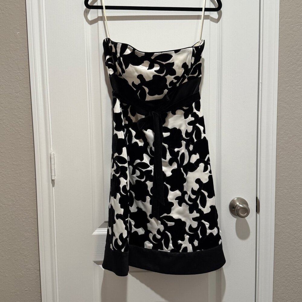 WHBM Strapless Dress with Velvet Detail - Size 12